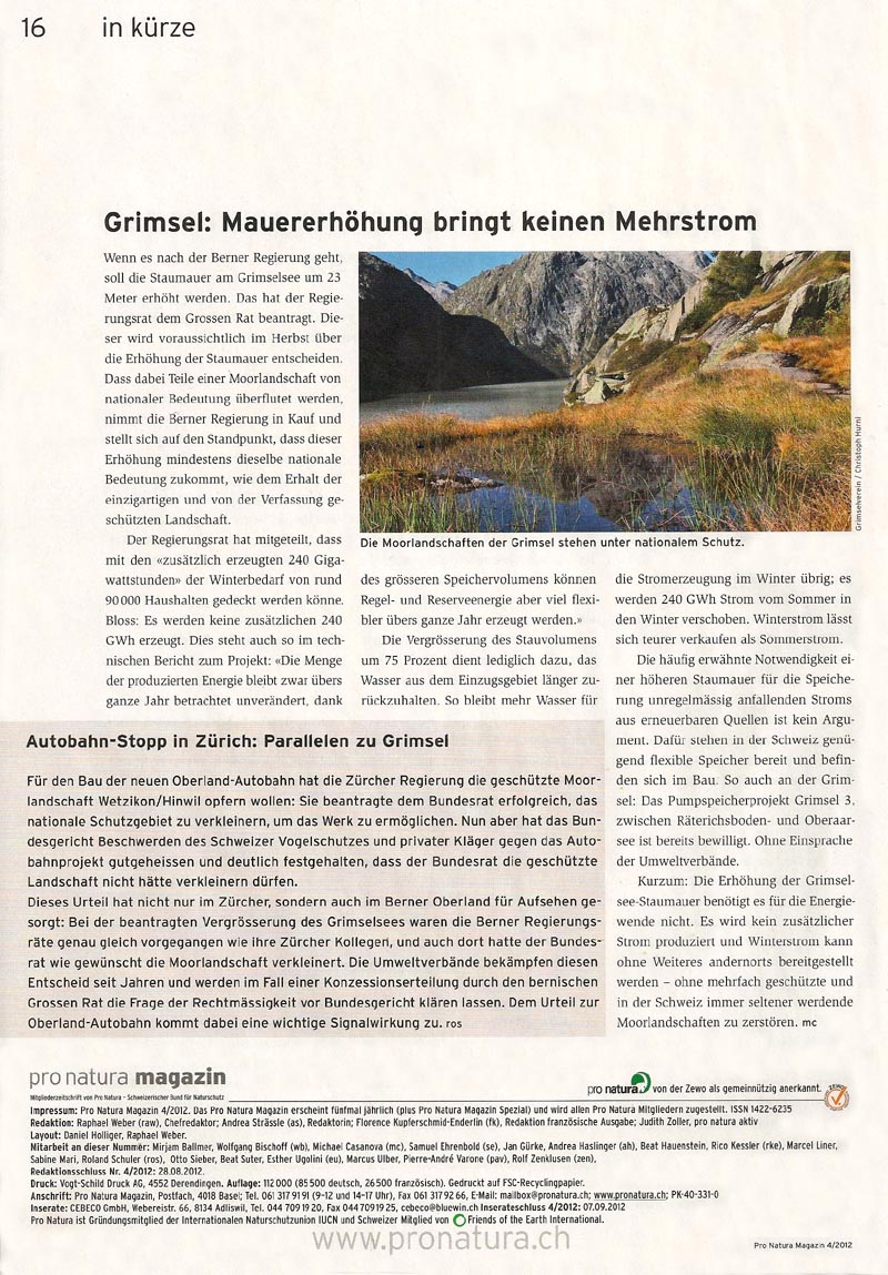 Pro Natura Magazin 4/2012 Pro Natura Magazin 4/2012